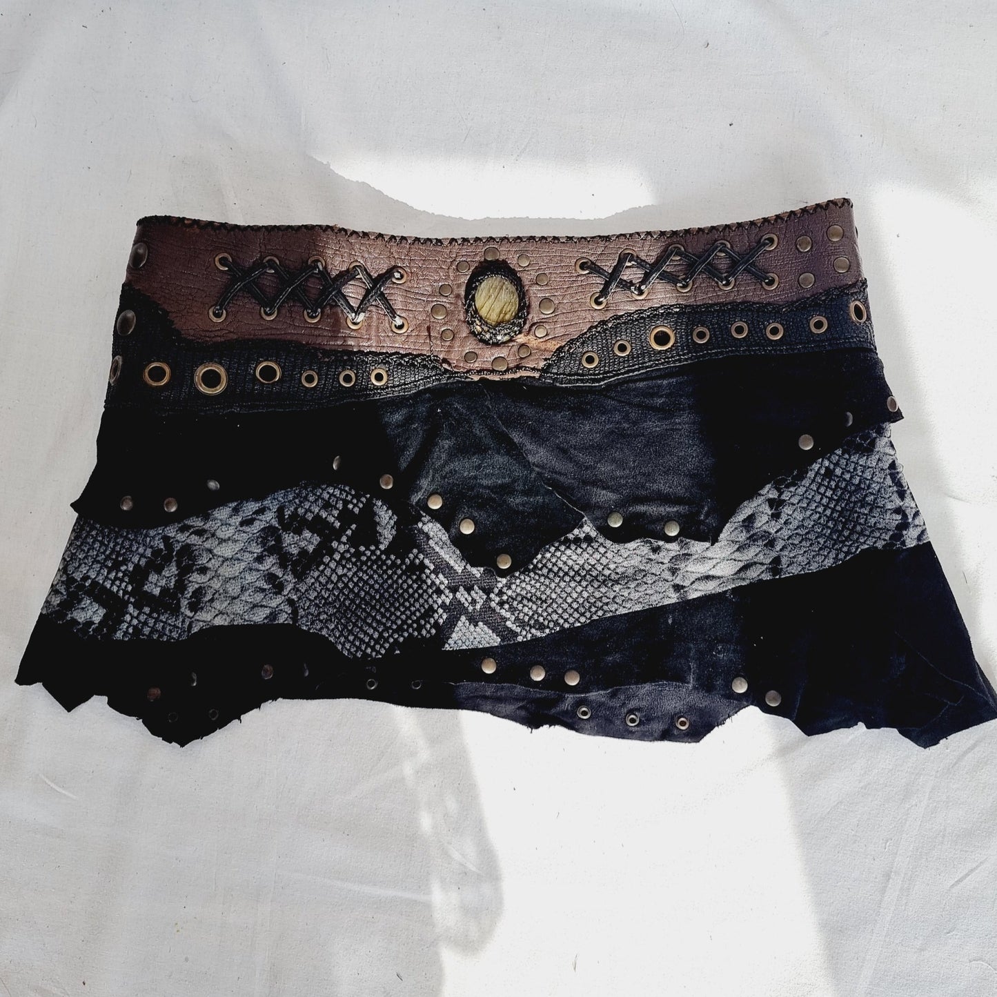 Leather, Suede & Tigers Eye Skirt