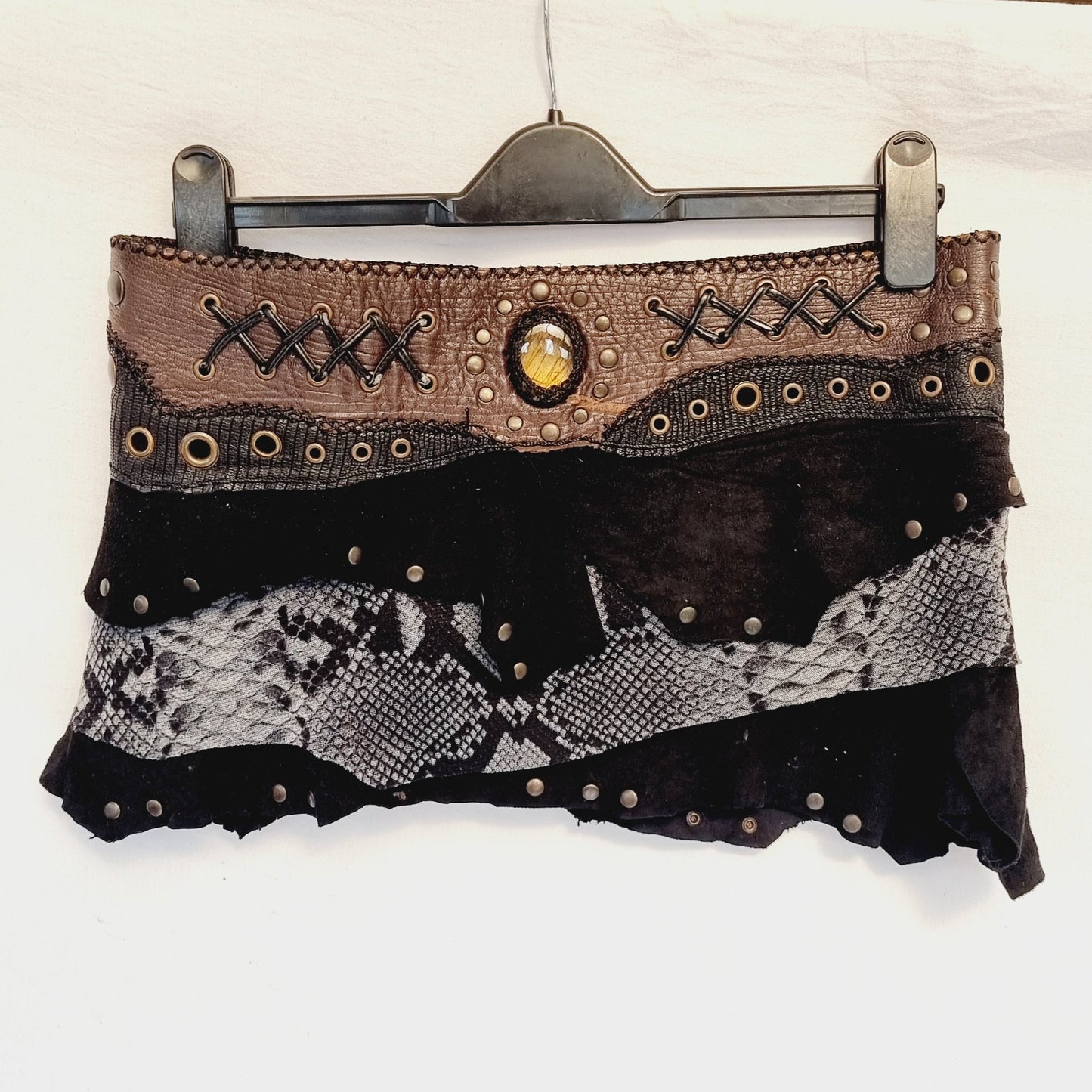 Leather, Suede & Tigers Eye Skirt