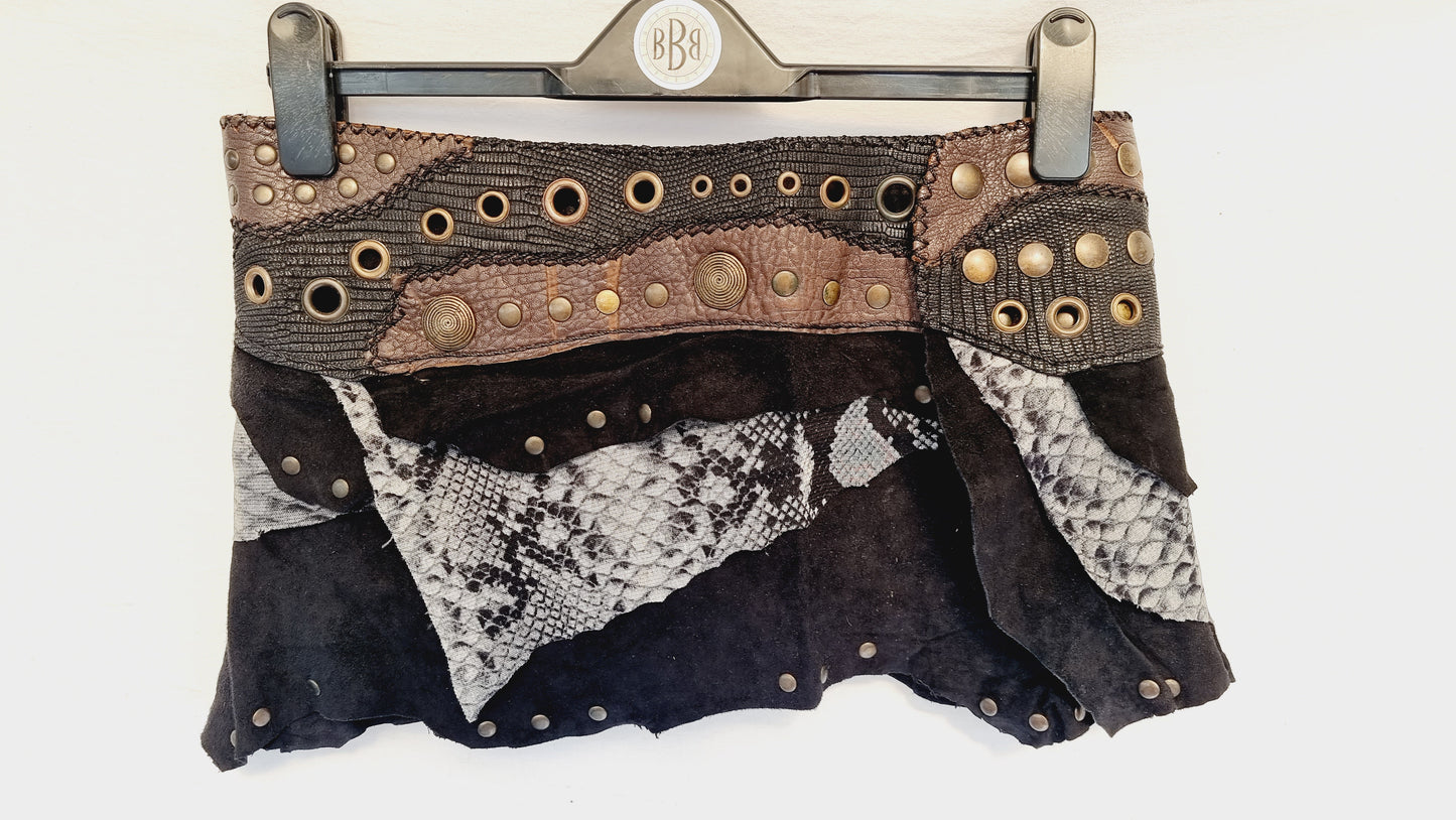 Leather, Suede & Tigers Eye Skirt