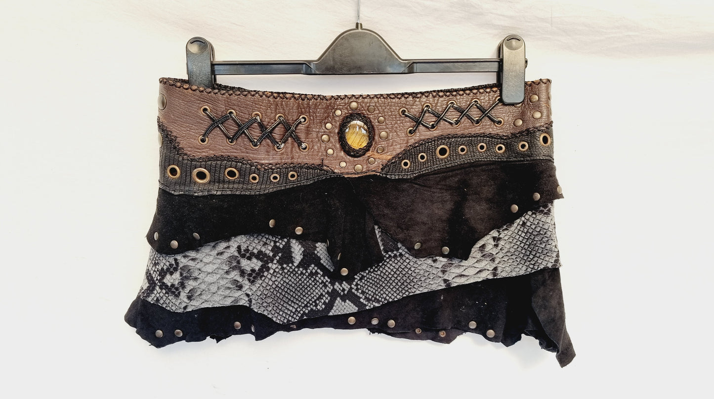 Leather, Suede & Tigers Eye Skirt