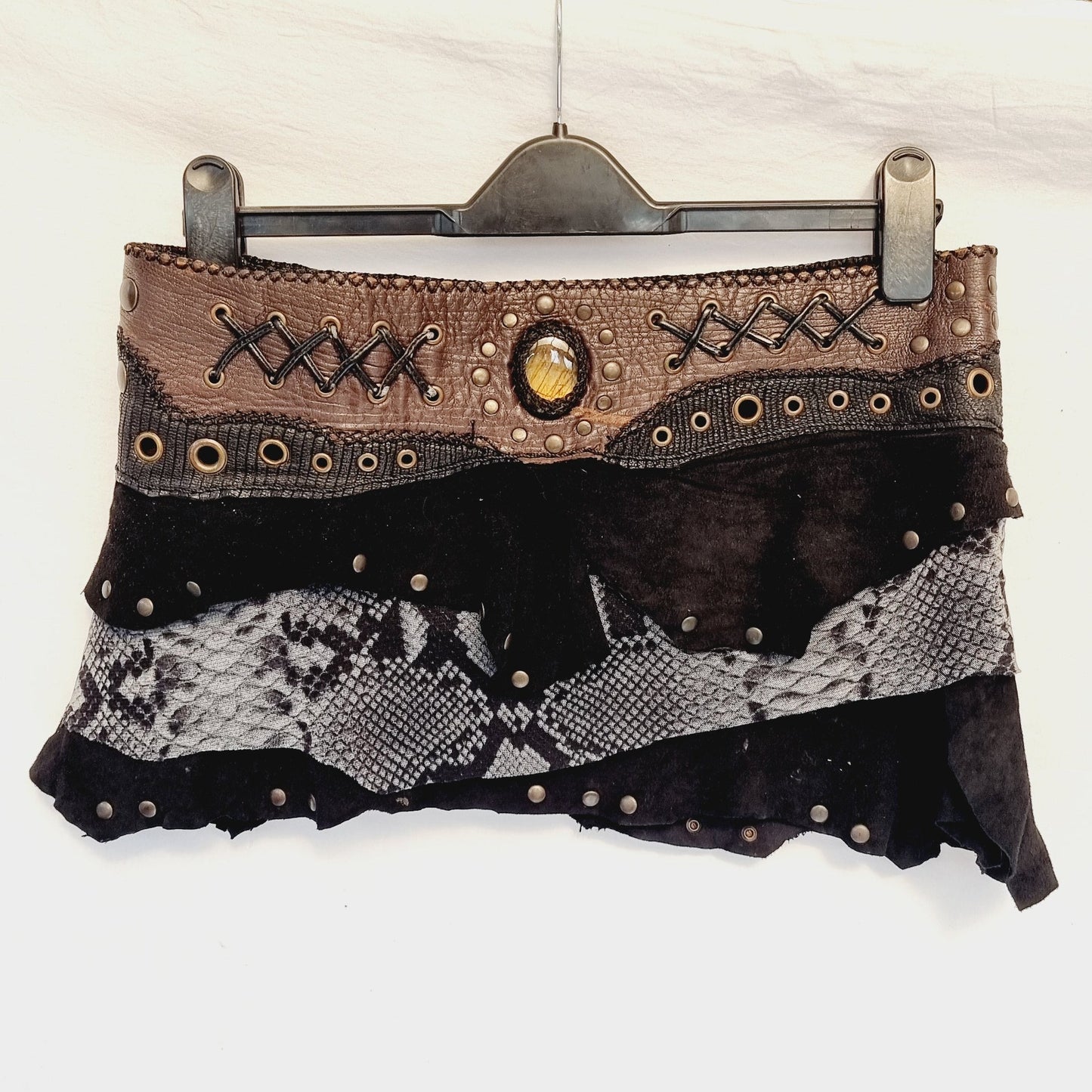 Leather, Suede & Tigers Eye Skirt
