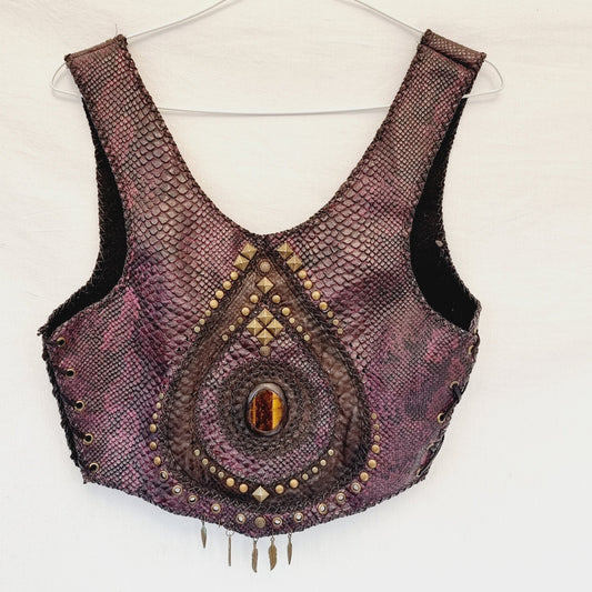 Leather & Tigers Eye Vest