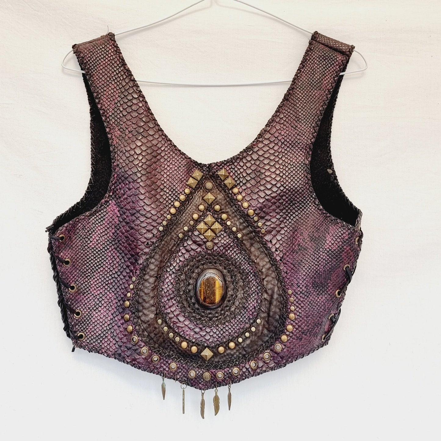 Leather & Tigers Eye Vest