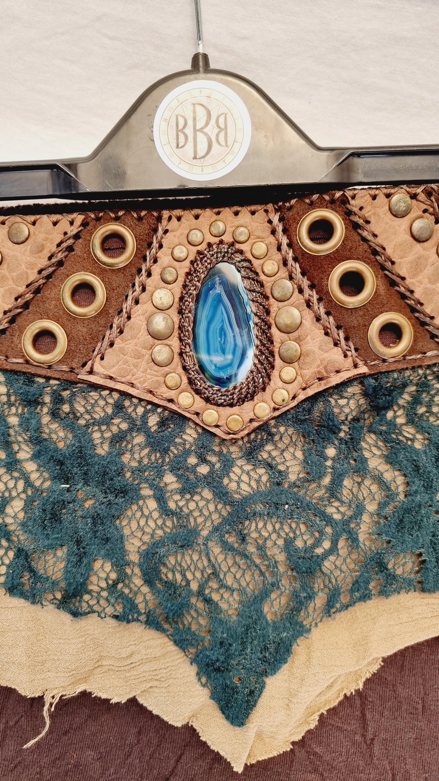 Leather, Lace & Blue Agate Skirt