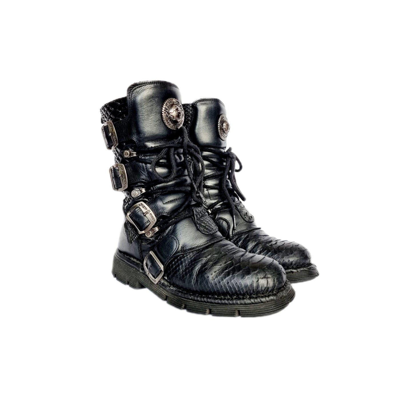EU 37 / UK 4 Black Leather Dragon Scale Lightweight New Rock Boots
