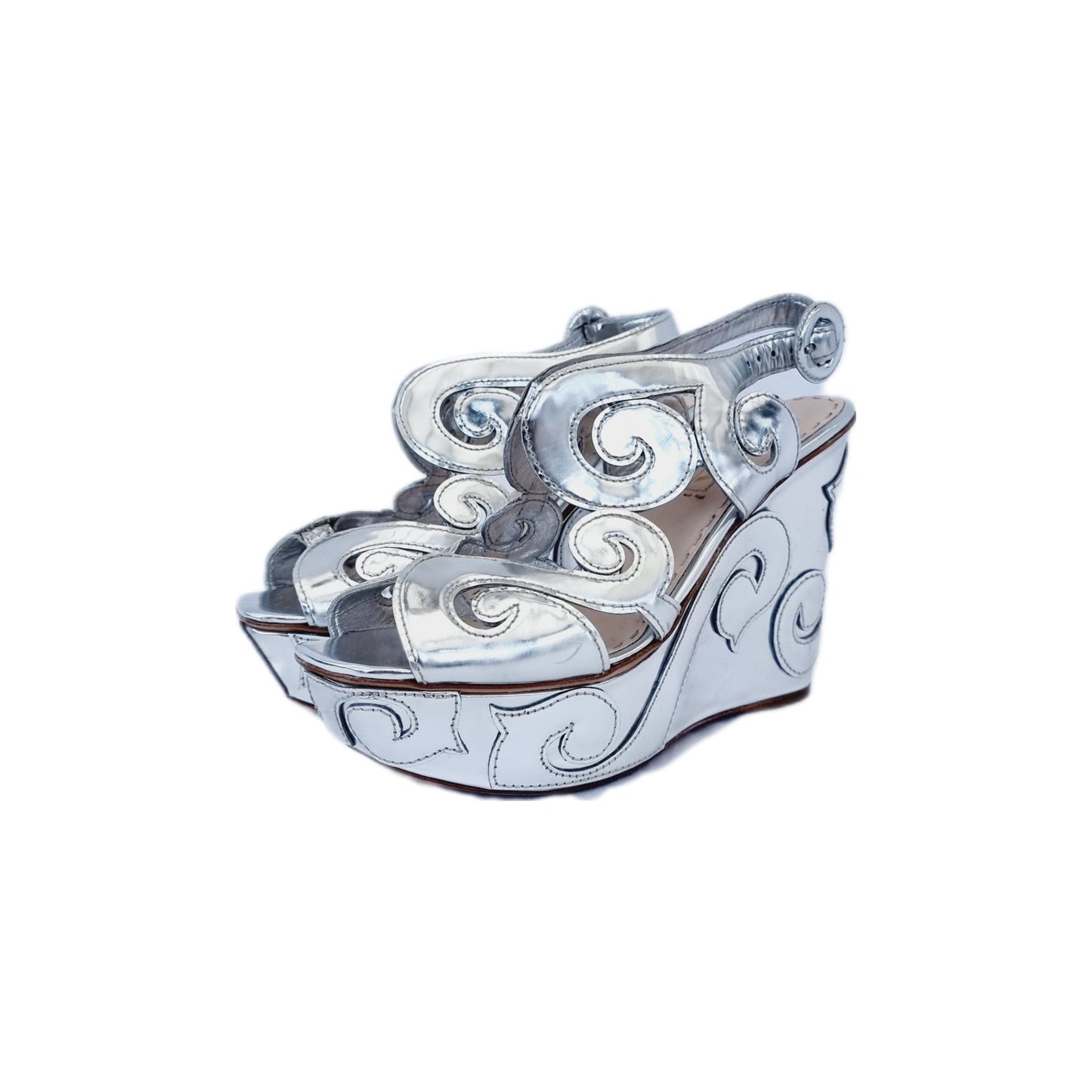 Silver Prada Goddess Platforms Rare vintage beauties with box Eu 38.5 / UK 5.5 marked on the heels
