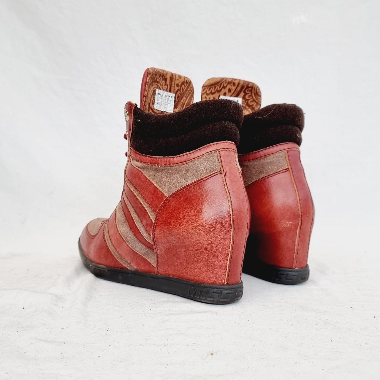 EU 41 / UK 7.5 Miss Sixty burgundy red and brown wedge trainers