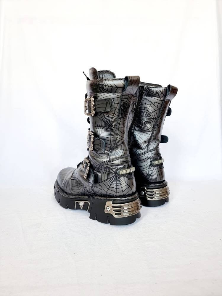 New rock spider web cheap boots