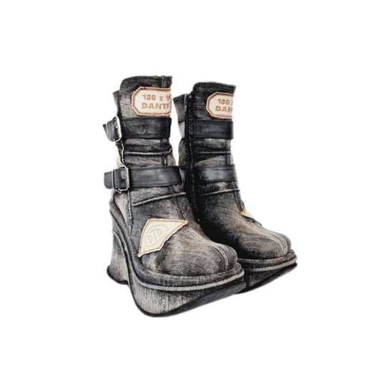 EU 38 / UK 5 Wedge Platform Vintage Denim El Dantes Boots